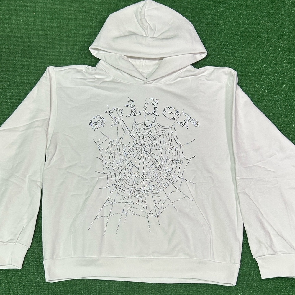 Spider white OG rhinestone hoodie M (USED)